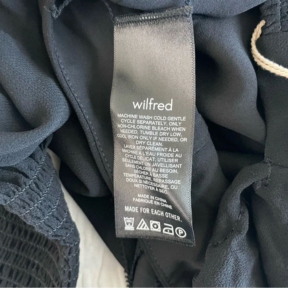 Wilfred Aritzia Emmylou Squareneck Chiffon Mini‎ Dress NWT 4 Black Long Sleeve